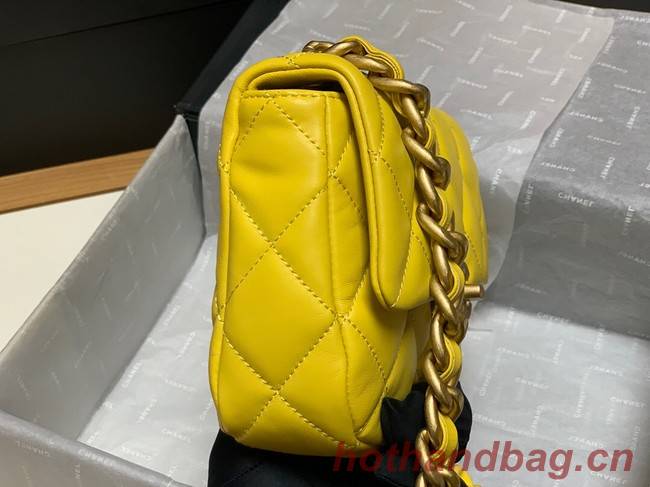 Chanel mini Shoulder Bag Lambskin&Gold-Tone Metal AS3205 yellow