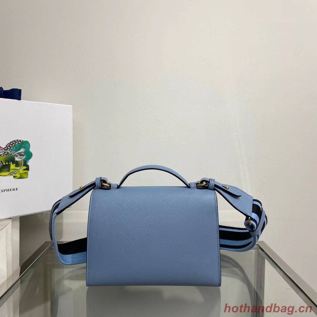 Prada Monochrome Saffiano and leather bag 1BD317 sky blue