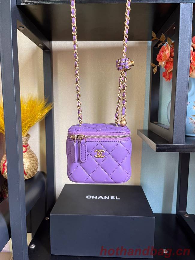 Chanel mini Shoulder Bag Lambskin & Gold-Tone Metal AP2929 Purple