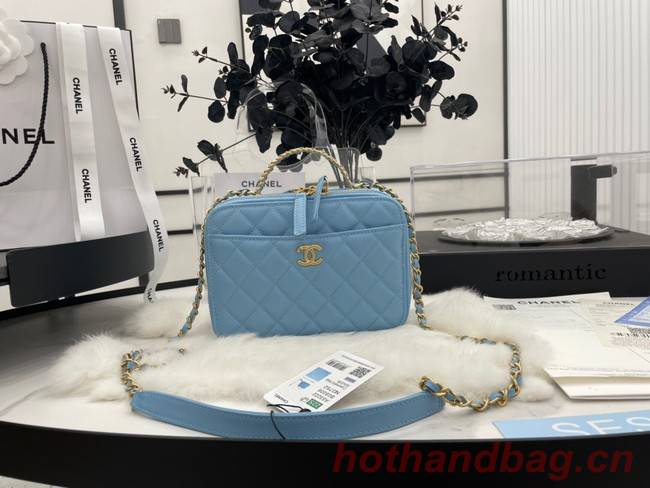 CHANEL HANDBAG Grained Calfskin&Gold-Tone Metal AP3222 blue