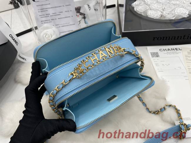 CHANEL HANDBAG Grained Calfskin&Gold-Tone Metal AP3222 blue