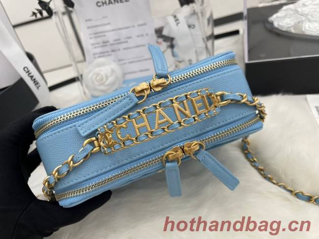 CHANEL HANDBAG Grained Calfskin&Gold-Tone Metal AP3222 blue