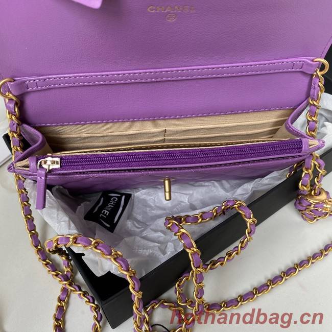 Chanel Lambskin Flap Shoulder Bag AP1450 Purple