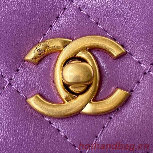 Chanel Lambskin Flap Shoulder Bag AP1450 Purple