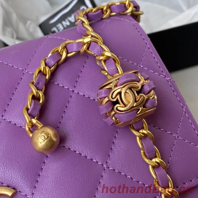 Chanel Lambskin Flap Shoulder Bag AP1450 Purple