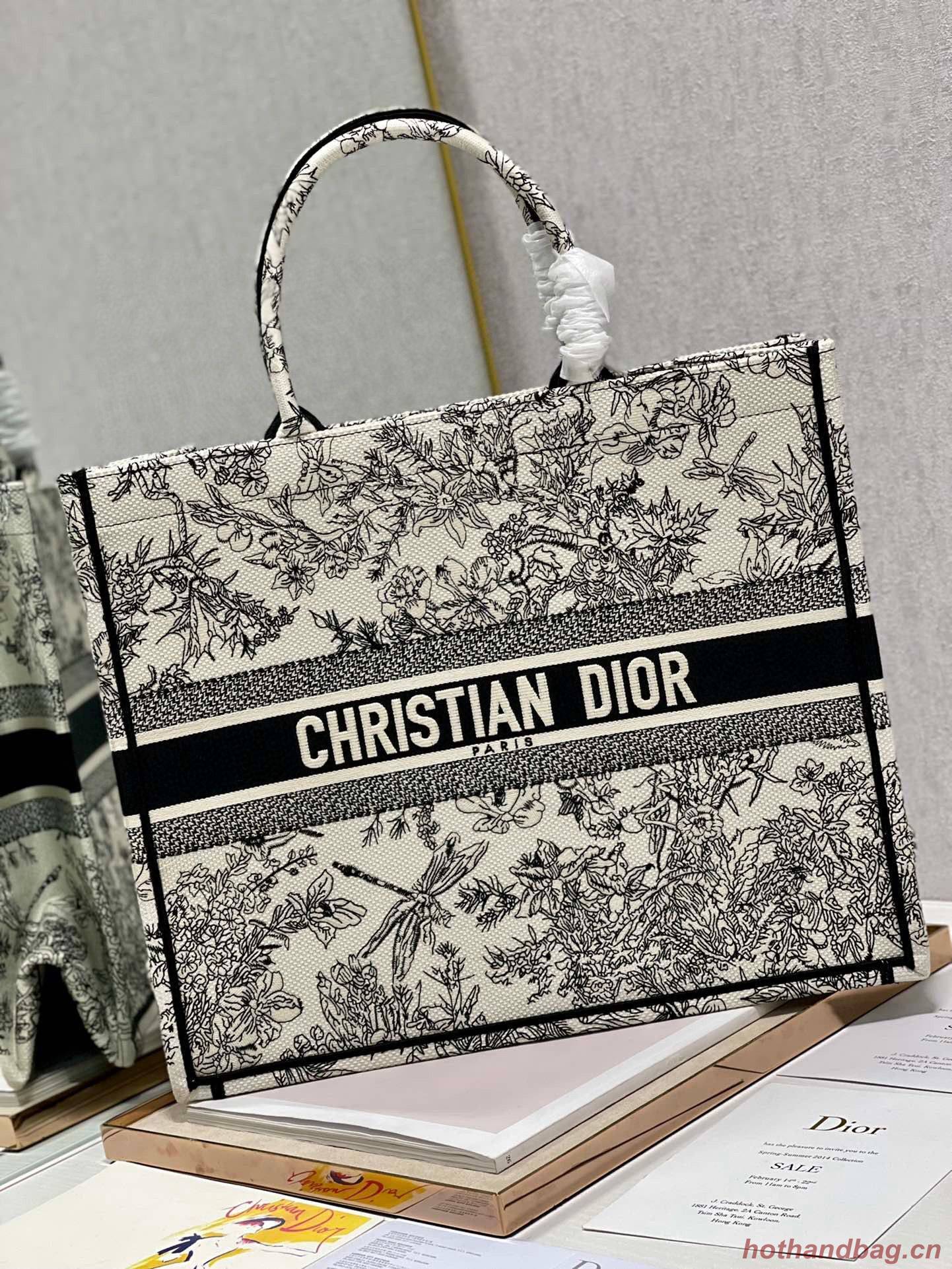 DIOR BOOK TOTE BAG DRAGONFLY DE JOUY M1286ZT Black