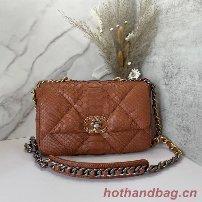 CHANEL 19 Flap Bag Original Snake skin flap bag AS1160 Camel