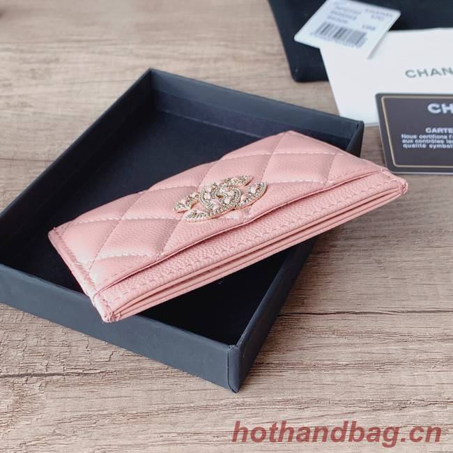 Chanel card holder Calfskin AP2737 pink