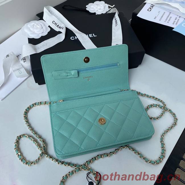 Chanel Grained Calfskin small Shoulder Bag AP33814 green 