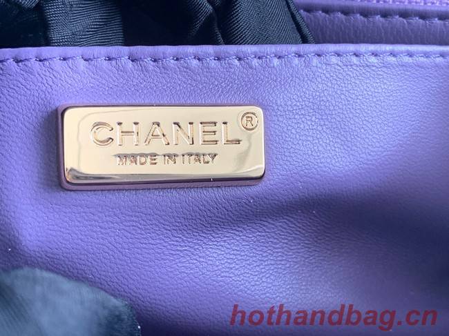 Chanel Snake skin mini flap bag with top handle AS2431 purple