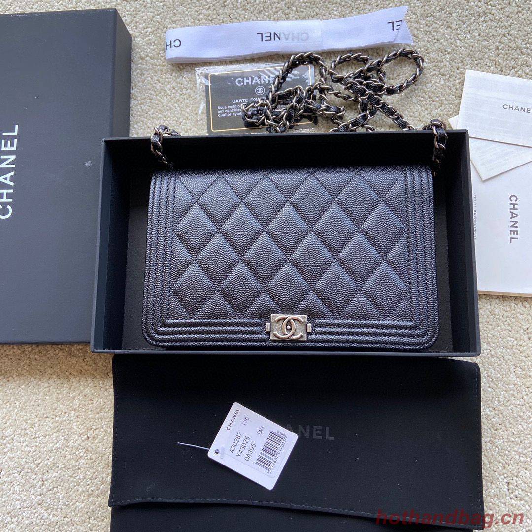 BOY CHANEL Original Wallet on Chain A80287 black