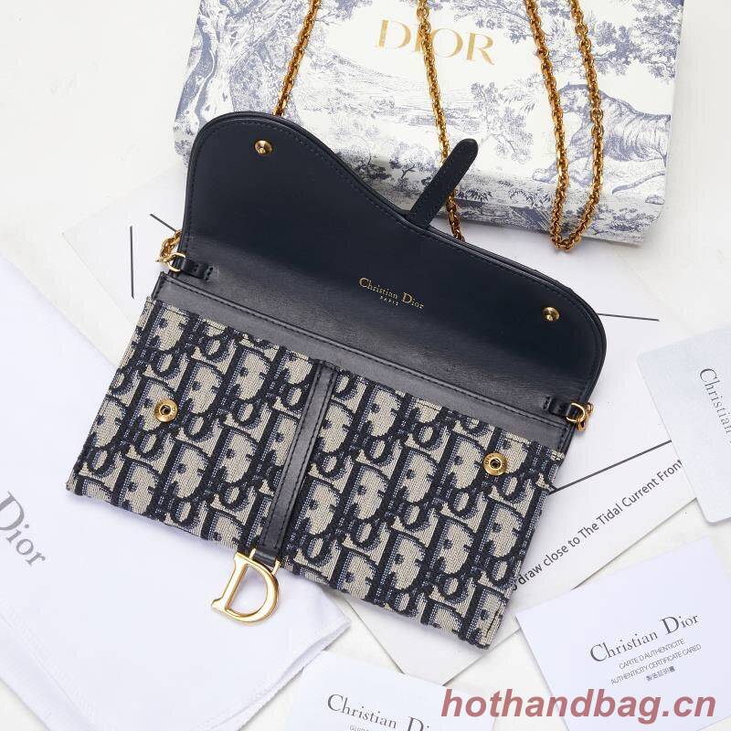 Dior SADDLE DENIM CANVAS Chain Clutch bag S5614 dark blue