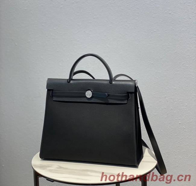 Hermes Herbag 31CM Original Canvas Leather & Calfskin 48887 black