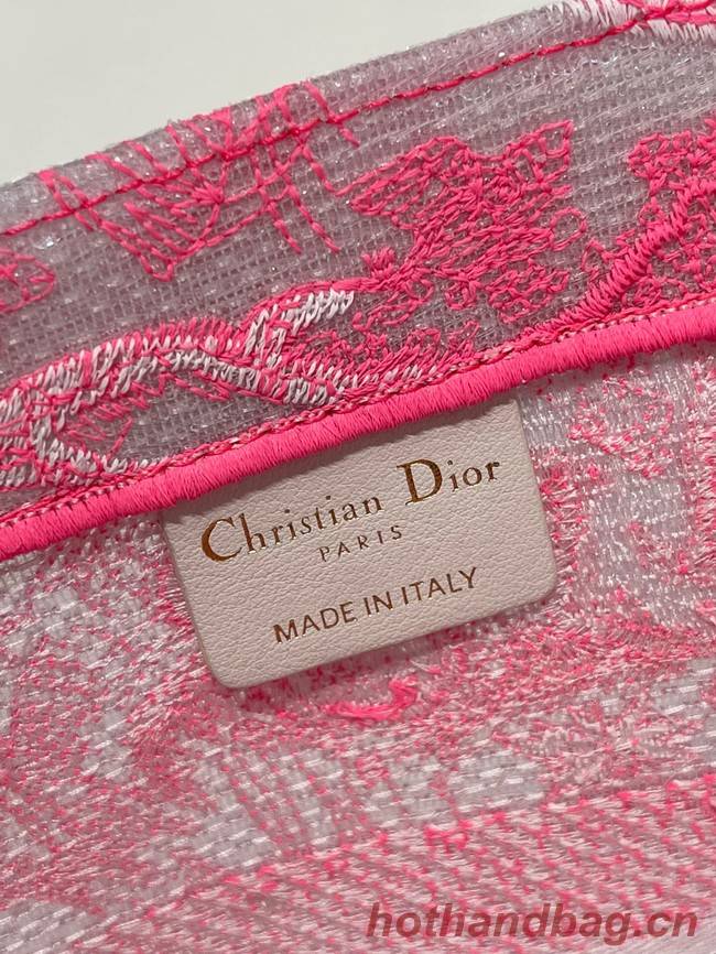 MEDIUM DIOR BOOK TOTE Fluorescent Pink Toile de Jouy Reverse Embroidery M1296ZROC