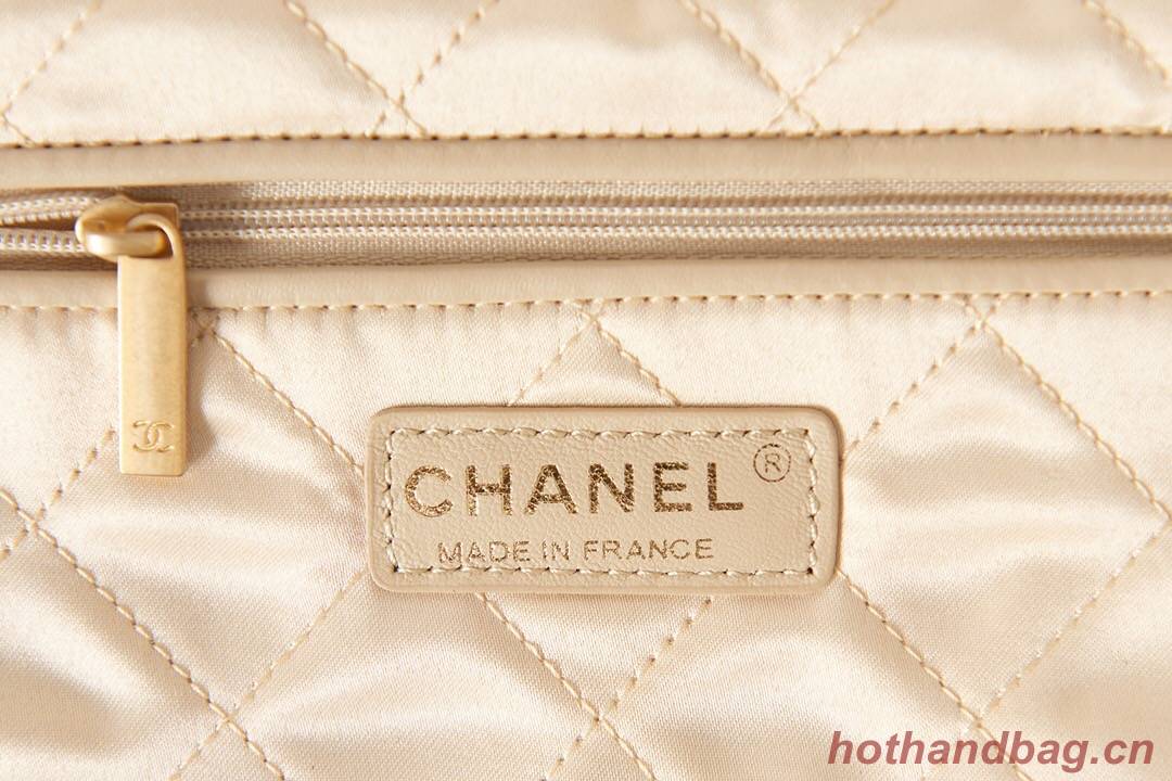 CHANEL 22 SMALL HANDBAG AS3260 white&gold Metal