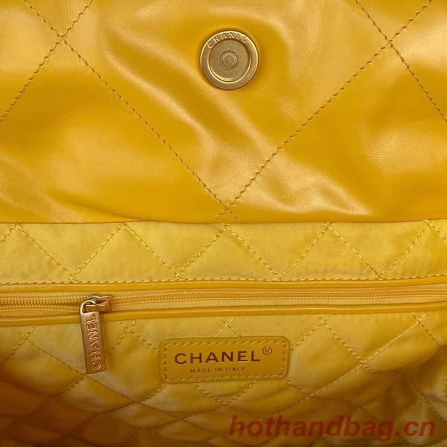 CHANEL 22 HANDBAG Shiny Calfskin & Gold-Tone Metal AS3261 yellow