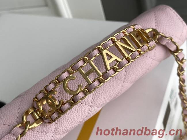 Chanel MINI FLAP BAG CLUTCH WITH CHAIN Gold-Tone Metal 22SS pink