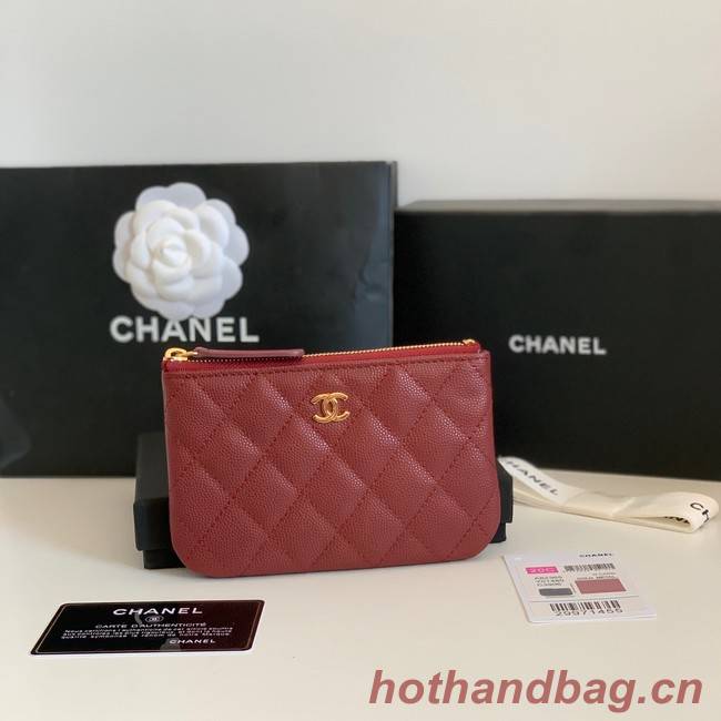 Chanel Calfskin Leather & Gold-Tone Metal A69271 Burgundy