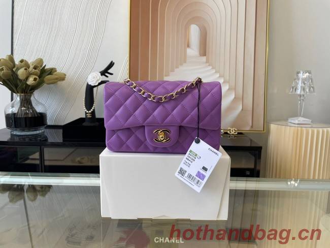 Chanel Classic Flap Bag Original Sheepskin Leather A1116 Purple&Gold-Tone Metal