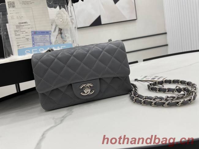 Chanel Classic Flap Bag Original Sheepskin Leather A1116 dark gray&silver-Tone Metal