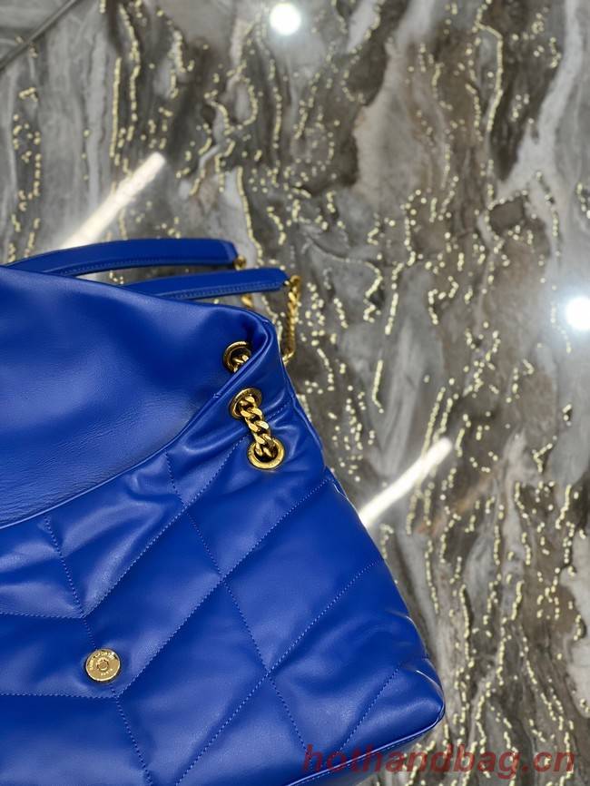 Yves Saint Laurent LOULOU PUFFER MEDIUM BAG IN QUILTED CRINKLED MATTE LEATHER Y577475 Electro optic blue