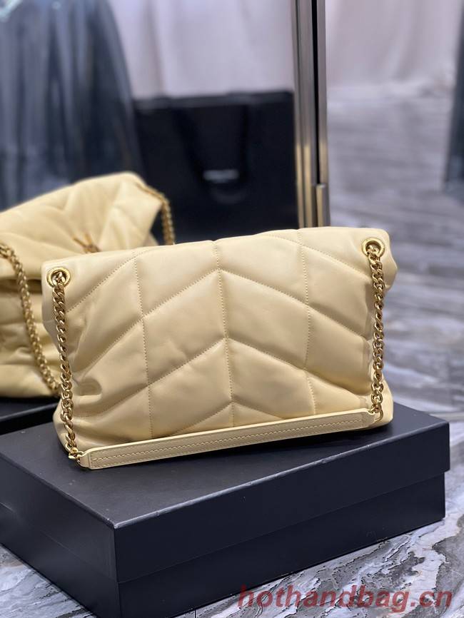 Yves Saint Laurent LOULOU PUFFER MEDIUM BAG IN QUILTED CRINKLED MATTE LEATHER Y577475 yellow