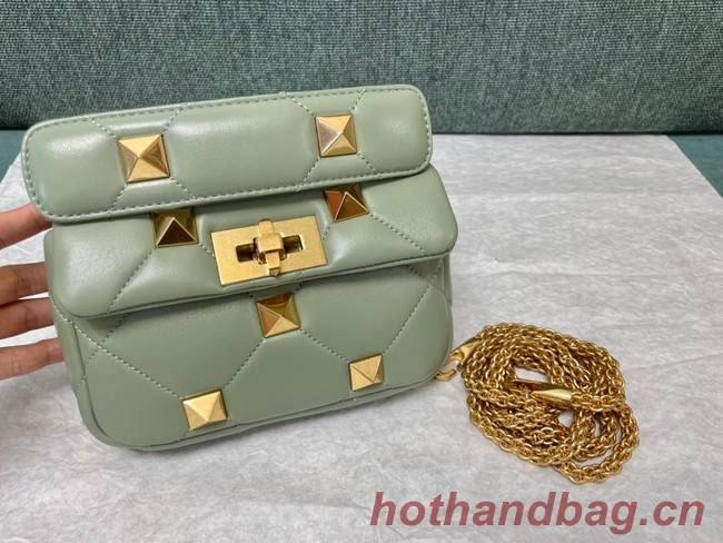 VALENTINO GARAVANI ROMAN STUD Small sheepskin bag 1W2B0L04 light green