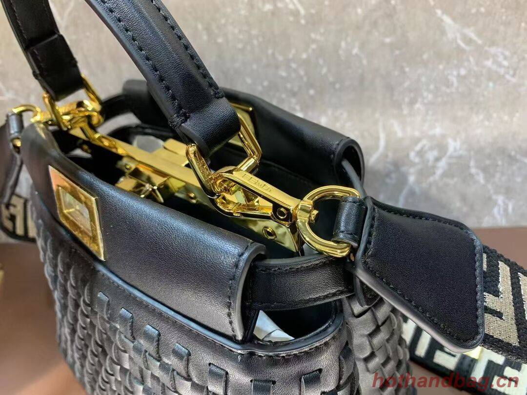 Fendi Peekaboo Mini braided leather bag 8BN244A black