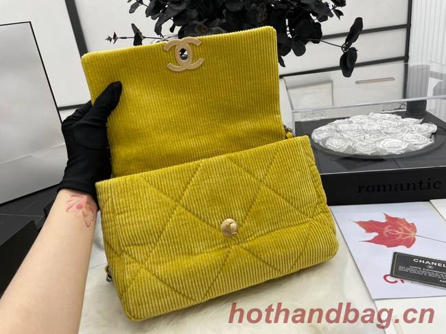 CHANEL 19 HANDBAG Corduroy AS1160 Green