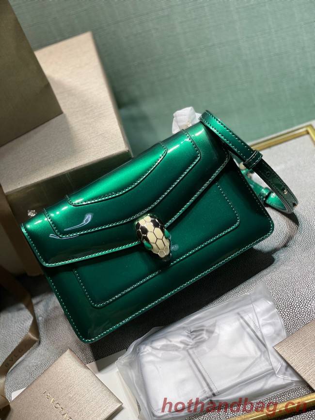 BVLGARI Serpenti Forever metallic-leather shoulder bag 292104 green