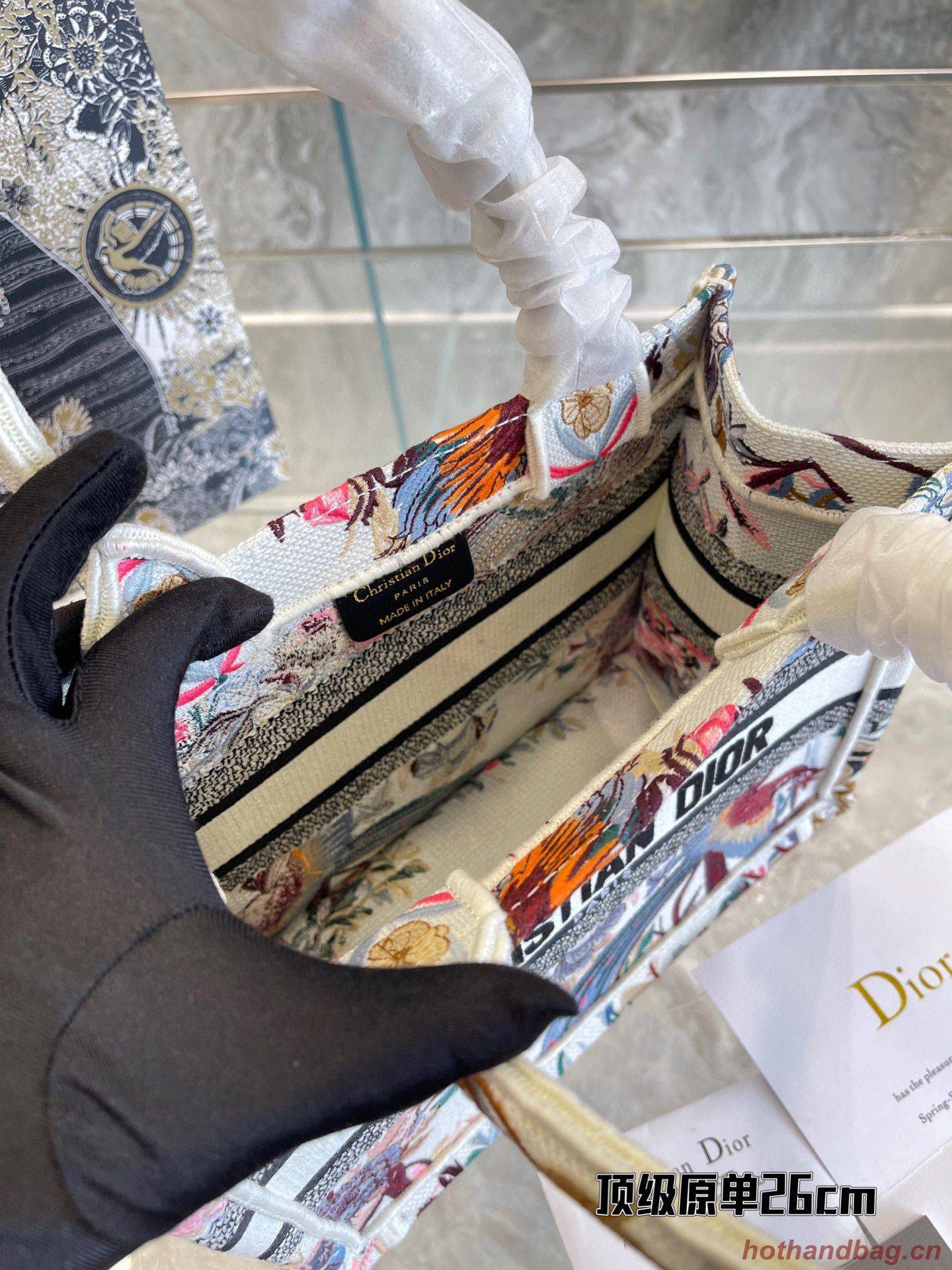 SMALL DIOR BOOK TOTE Multicolor Mille Fleurs Embroidery M1266