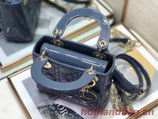 MINI LADY DIOR BAG Patent Cannage Calfskin M0505O Royal Blue