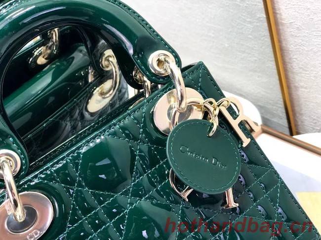 MINI LADY DIOR BAG Patent Cannage Calfskin M0505O green