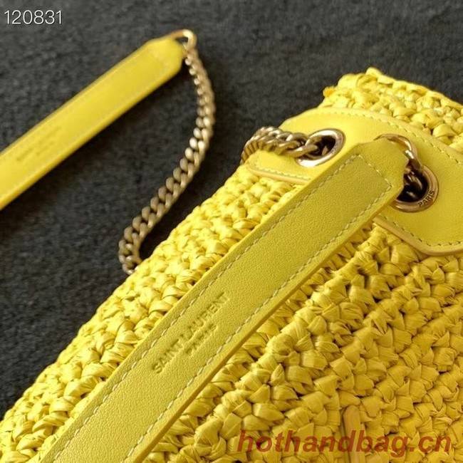 SAINT LAURENT NIKI MEDIUM CHAIN BAG IN RAFFIA 498894 yellow