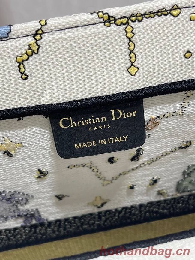 LARGE DIOR BOOK TOTE Latte Multicolor Dior Pixel Zodiac Embroidery M1286ZRTY