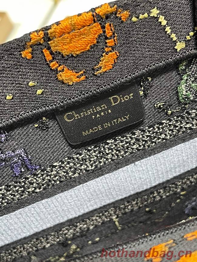 SMALL DIOR BOOK TOTE Black Multicolor Dior Pixel Zodiac Embroidery M1265ZRTY