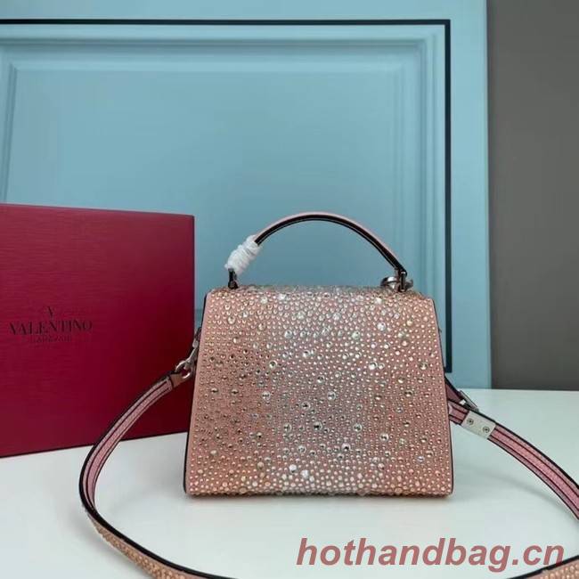 VALENTINO GARAVANI VSLING Shiny diamond Mini totebag XW2B1G9 pink&silver-Tone Metal