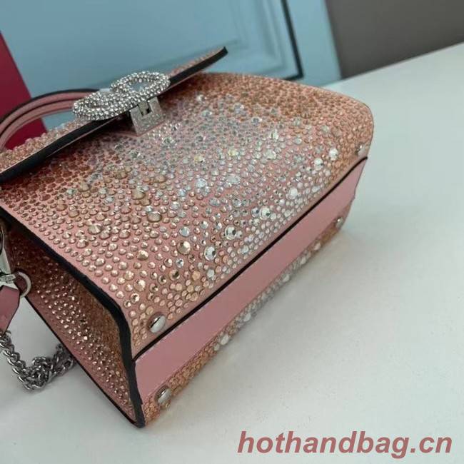 VALENTINO GARAVANI VSLING Shiny diamond Mini totebag XW2B1G9 pink&silver-Tone Metal