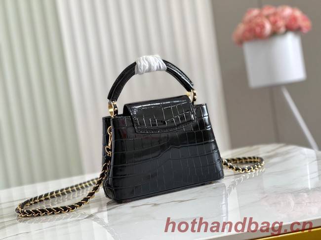 Louis Vuitton crocodile skin CAPUCINES MINI M81190 black