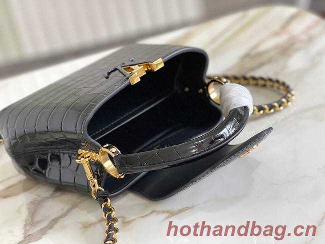 Louis Vuitton crocodile skin CAPUCINES MINI M81190 black