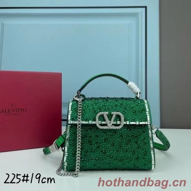 VALENTINO GARAVANI VSLING Shiny diamond Mini totebag XW2B1G9 green&silver-Tone Metal