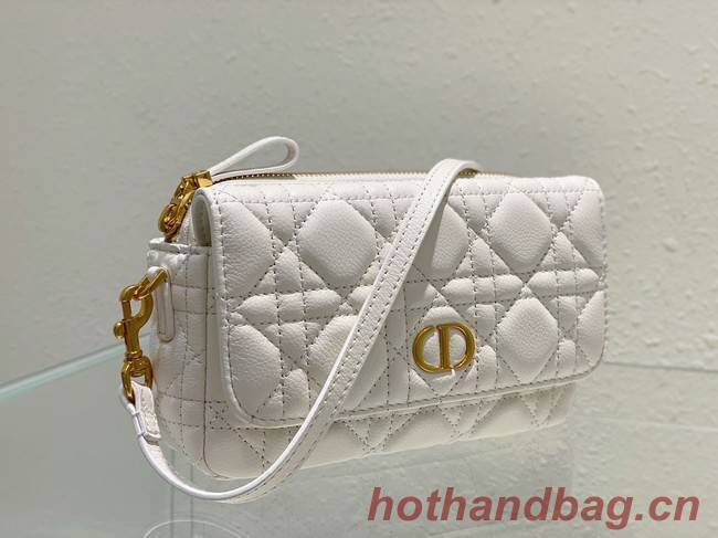 DIOR CARO POUCH WITH CHAIN Supple Cannage Calfskin S5125UWH white