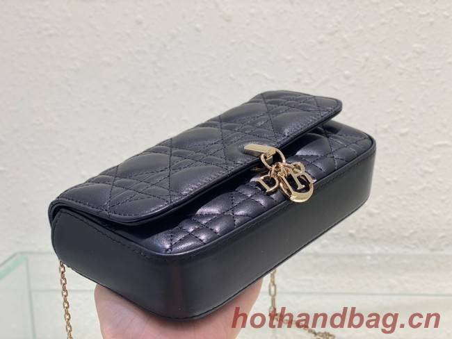 LADY DIOR PHONE POUCH Cannage Lambskin S0977O black