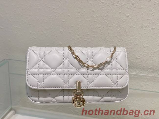 LADY DIOR PHONE POUCH Cannage Lambskin S0977O white