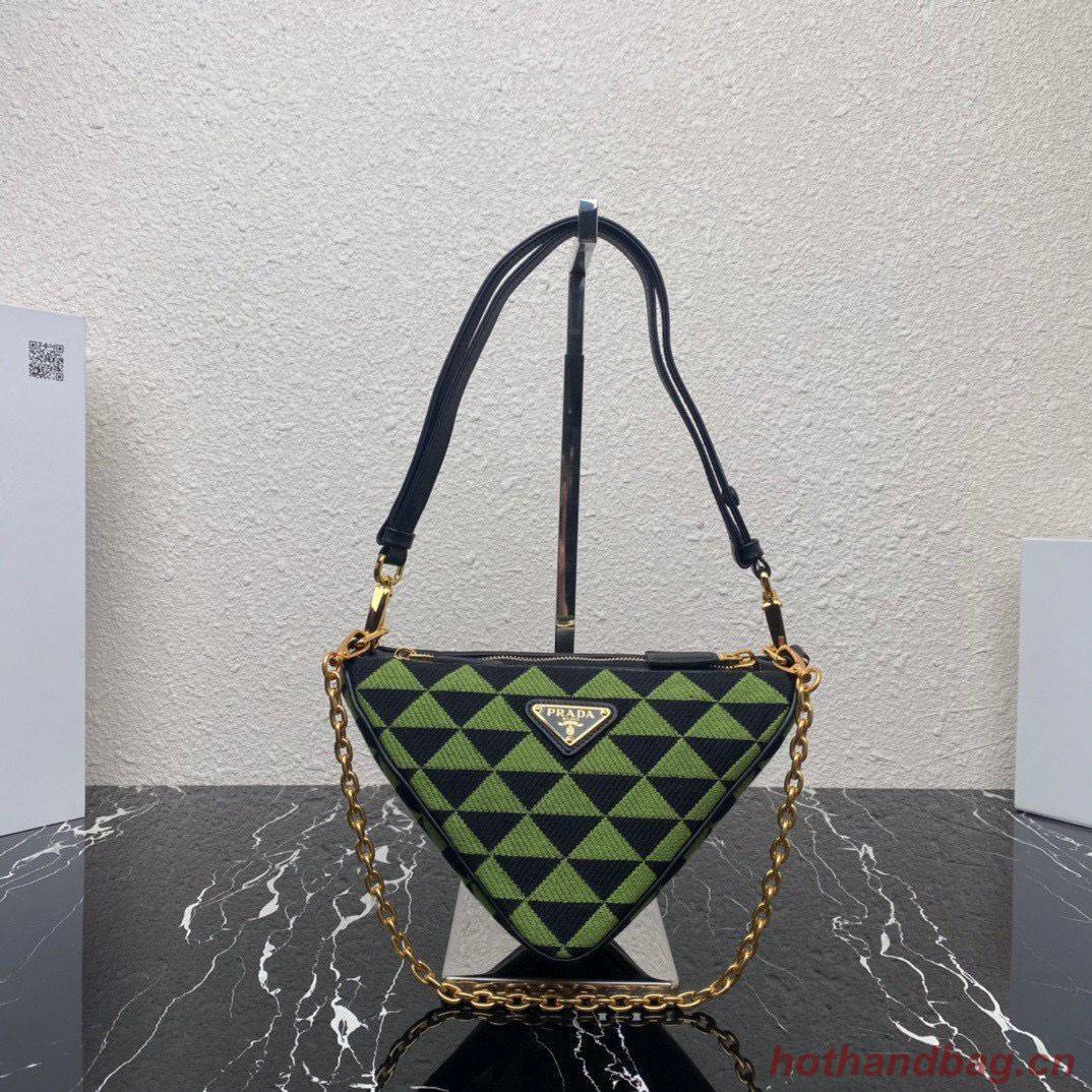 Prada Symbole leather and fabric mini bag 1BC176 Green