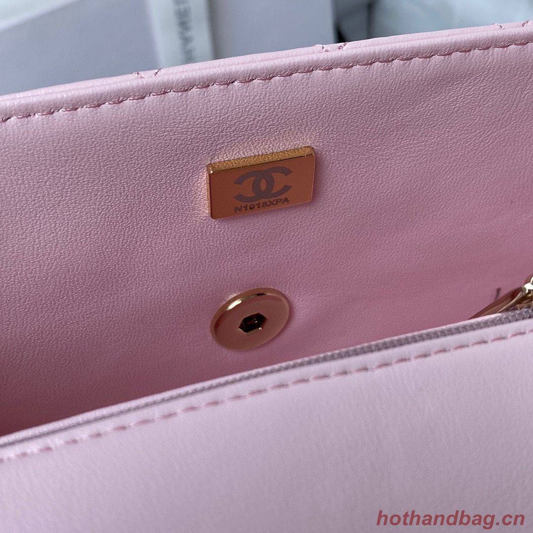 CHANEL 22B mini CF flap bag with top handle AS2431 Pink