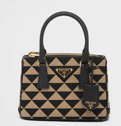 Prada Galleria embroidered jacquard fabric mini bag 1BA906 black