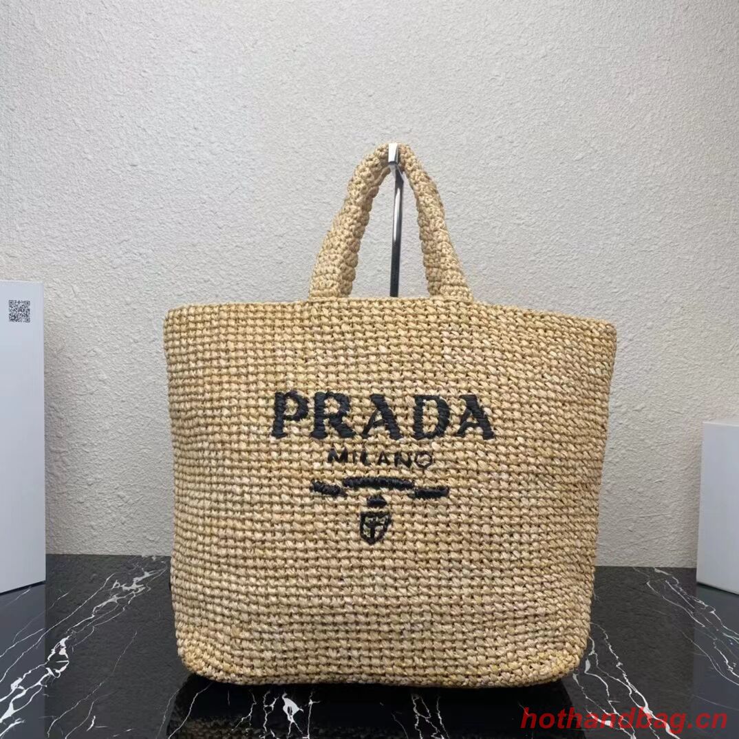 Prada Raffia tote bag 1NE229 tan