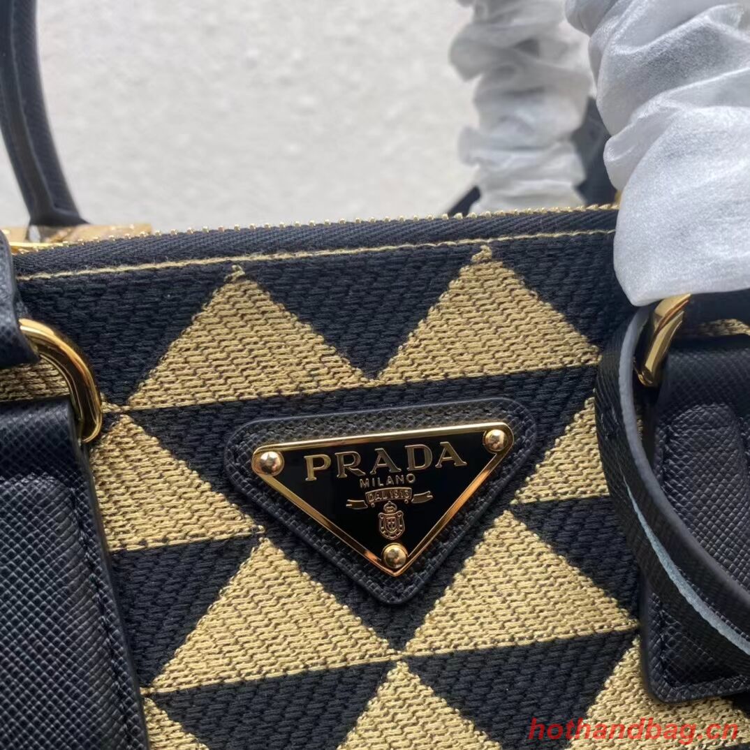 Prada Galleria embroidered jacquard fabric mini bag 1BA906 black