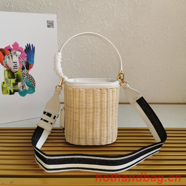 Prada Raffia tote bag 1BE062 white